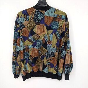 Vintage Cascais of California Bomber Jacket Women Size 2X Zip Up Patchwork Artsy